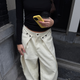 FOLD-FRONT WIDE LEG PANTS