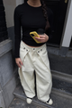 FOLD-FRONT WIDE LEG PANTS
