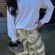 WIDE LEG FADED ANIMAL PRINT PANTS