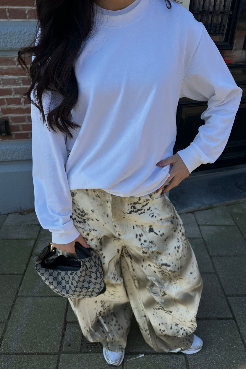 WIDE LEG FADED ANIMAL PRINT PANTS