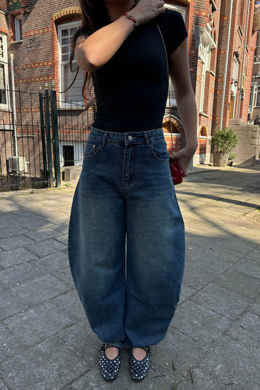 BALLOON FIT BARREL DENIM JEANS