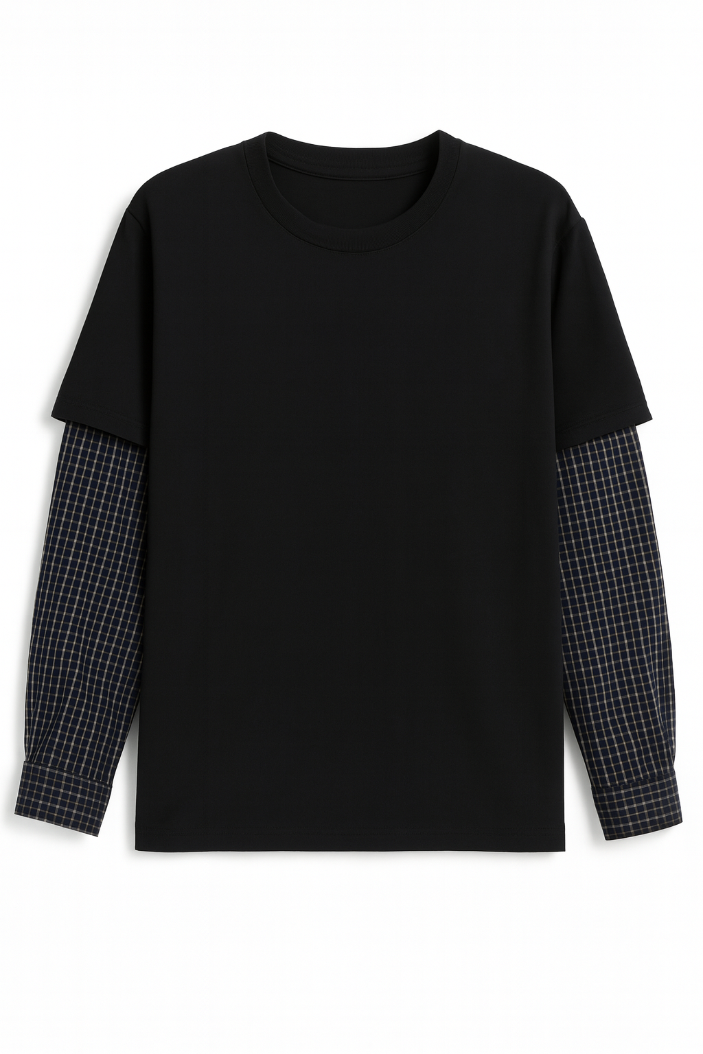 LAYERED T-SHIRT WITH POPLIN SLEEVES