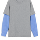 LAYERED T-SHIRT WITH POPLIN SLEEVES