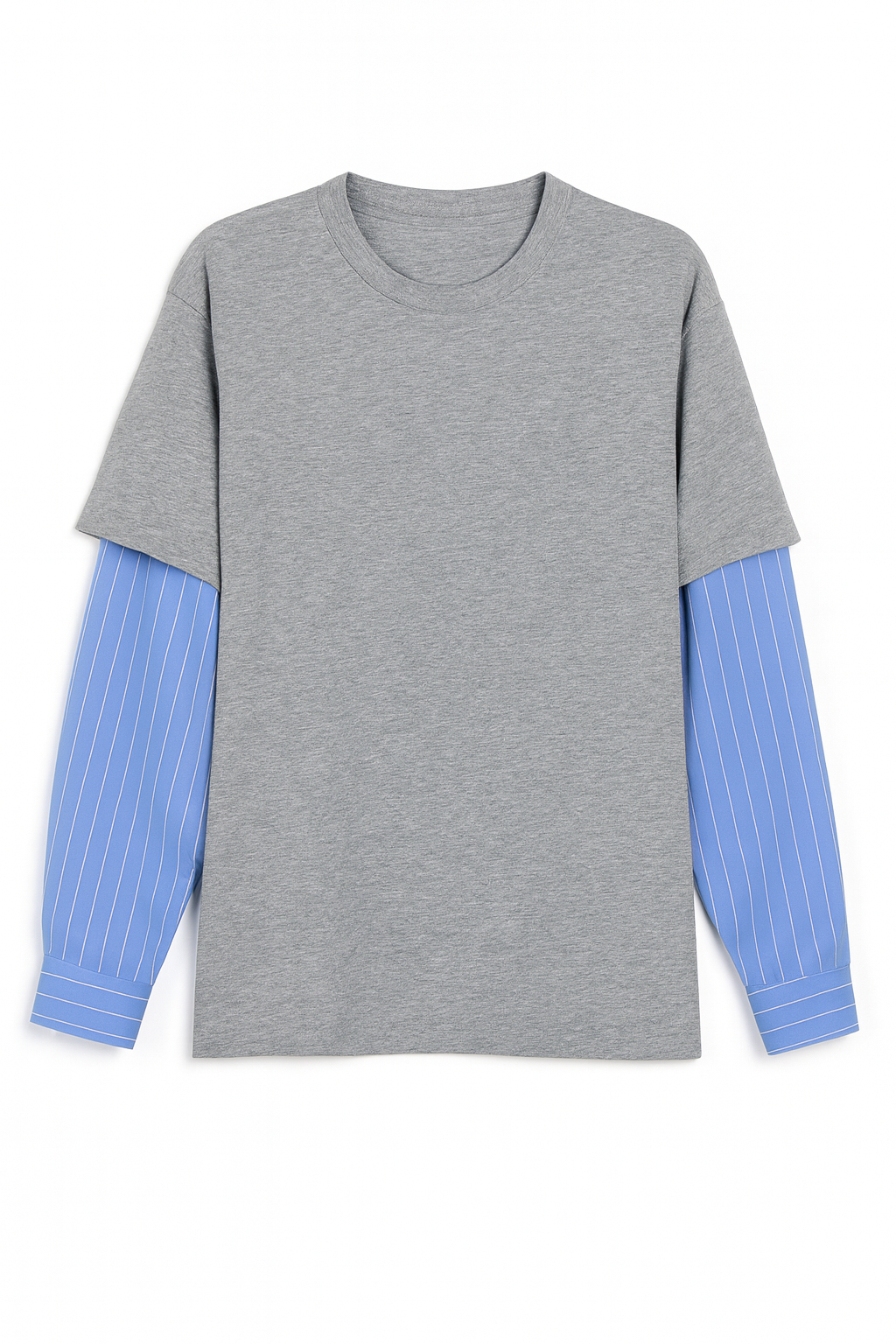 LAYERED T-SHIRT WITH POPLIN SLEEVES
