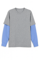 LAYERED T-SHIRT WITH POPLIN SLEEVES