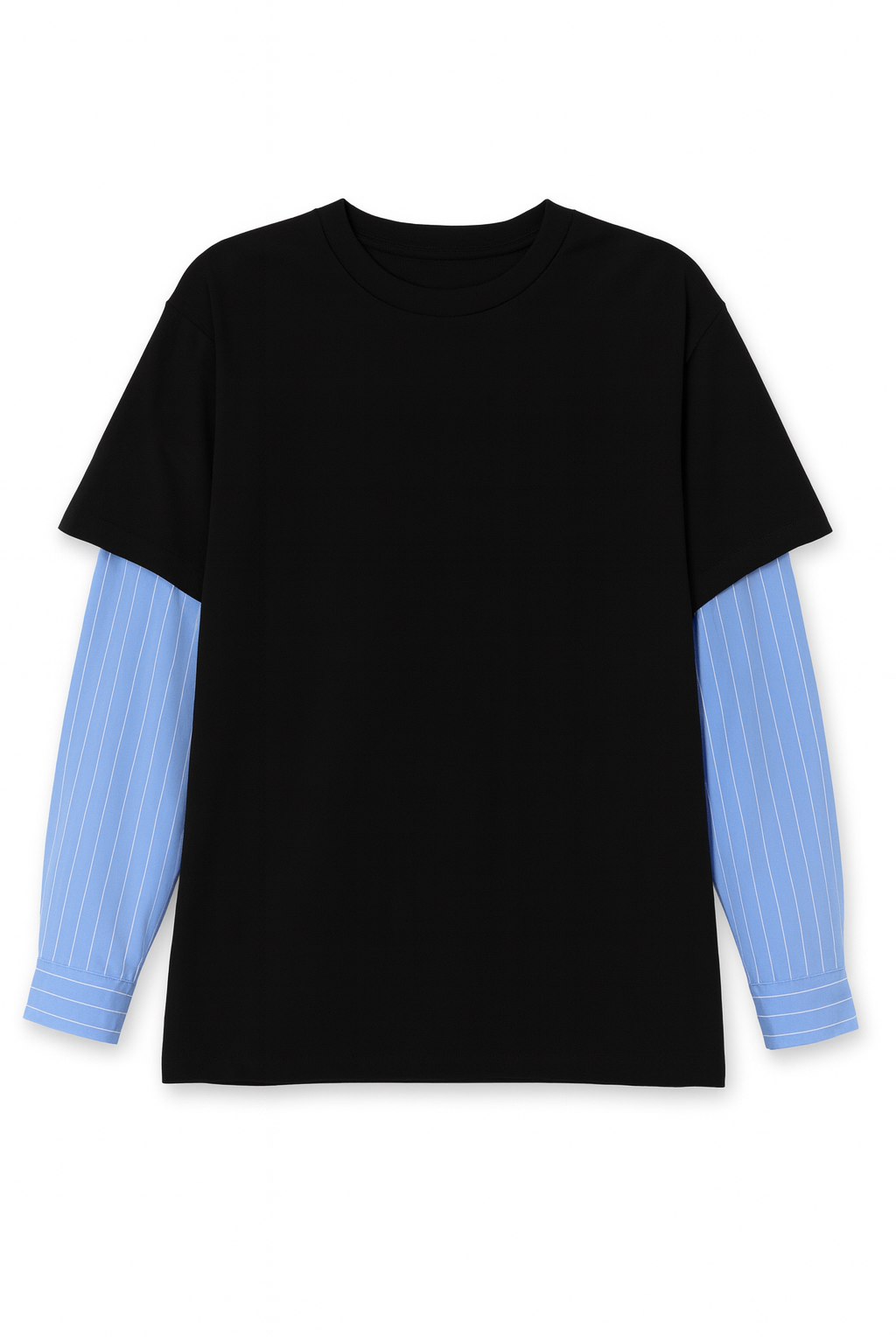 LAYERED T-SHIRT WITH POPLIN SLEEVES