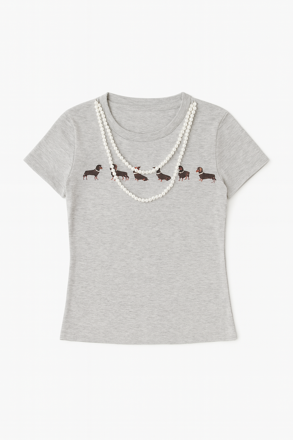 PRINTED TOP WITH PEARL DETAIL