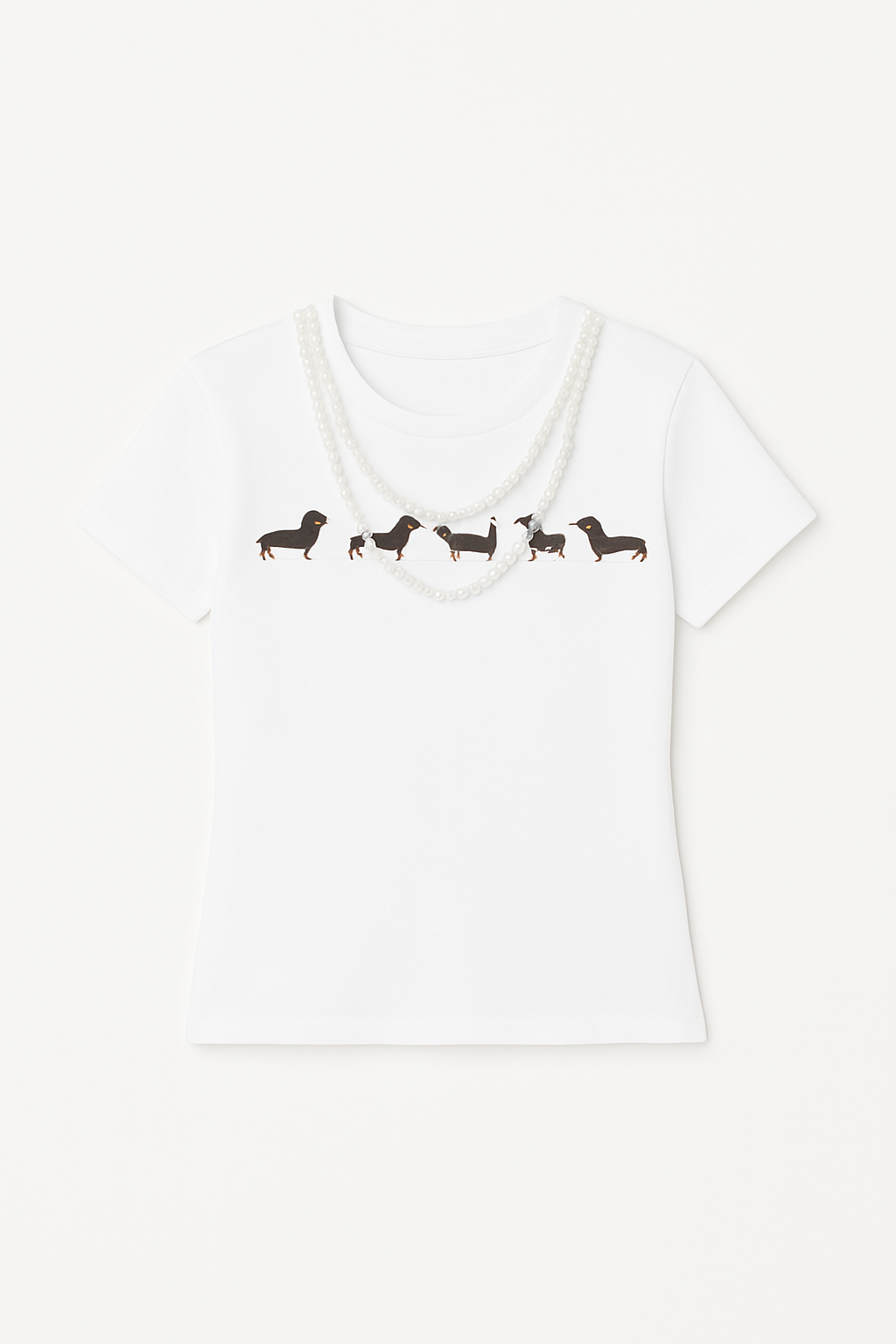 PRINTED TOP WITH PEARL DETAIL