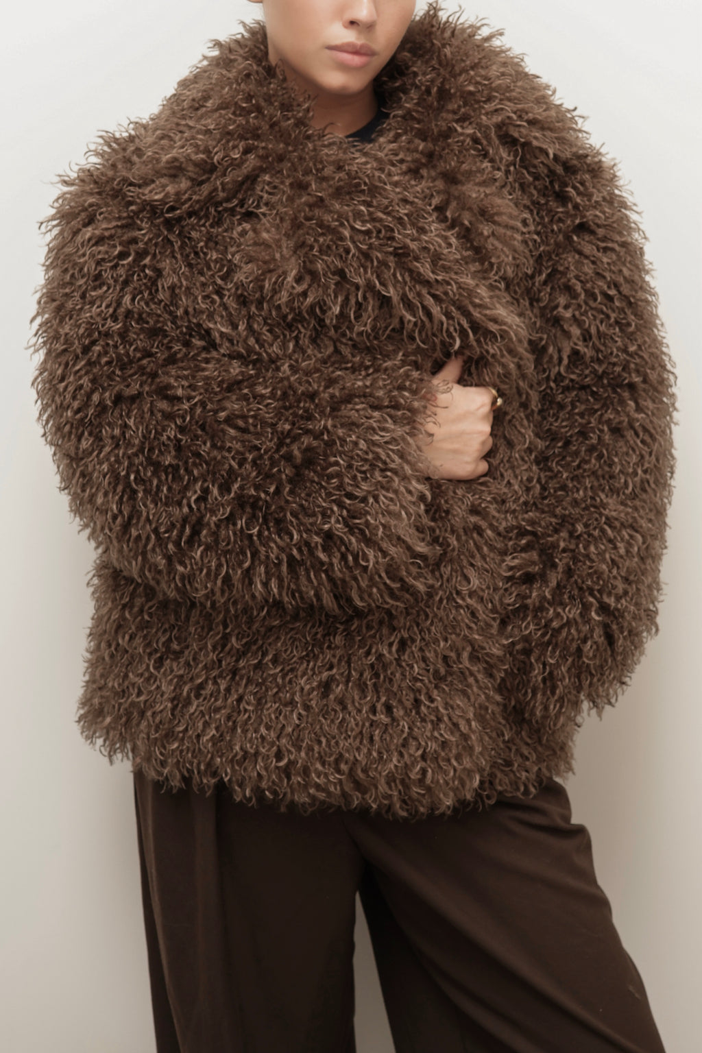 OVERSIZED MONGOLIAN FAUX FUR COAT