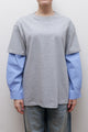 LAYERED T-SHIRT WITH POPLIN SLEEVES