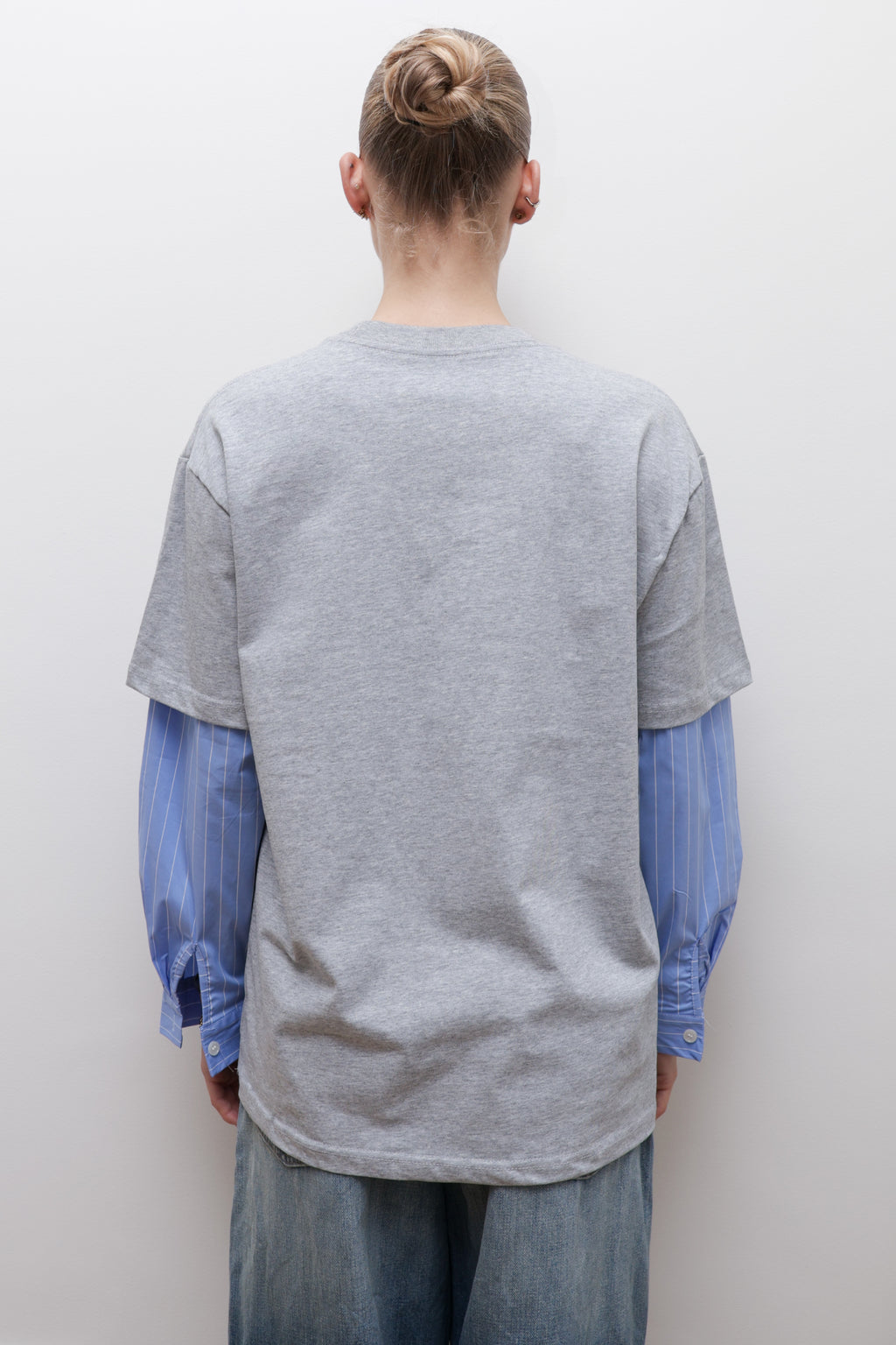 LAYERED T-SHIRT WITH POPLIN SLEEVES
