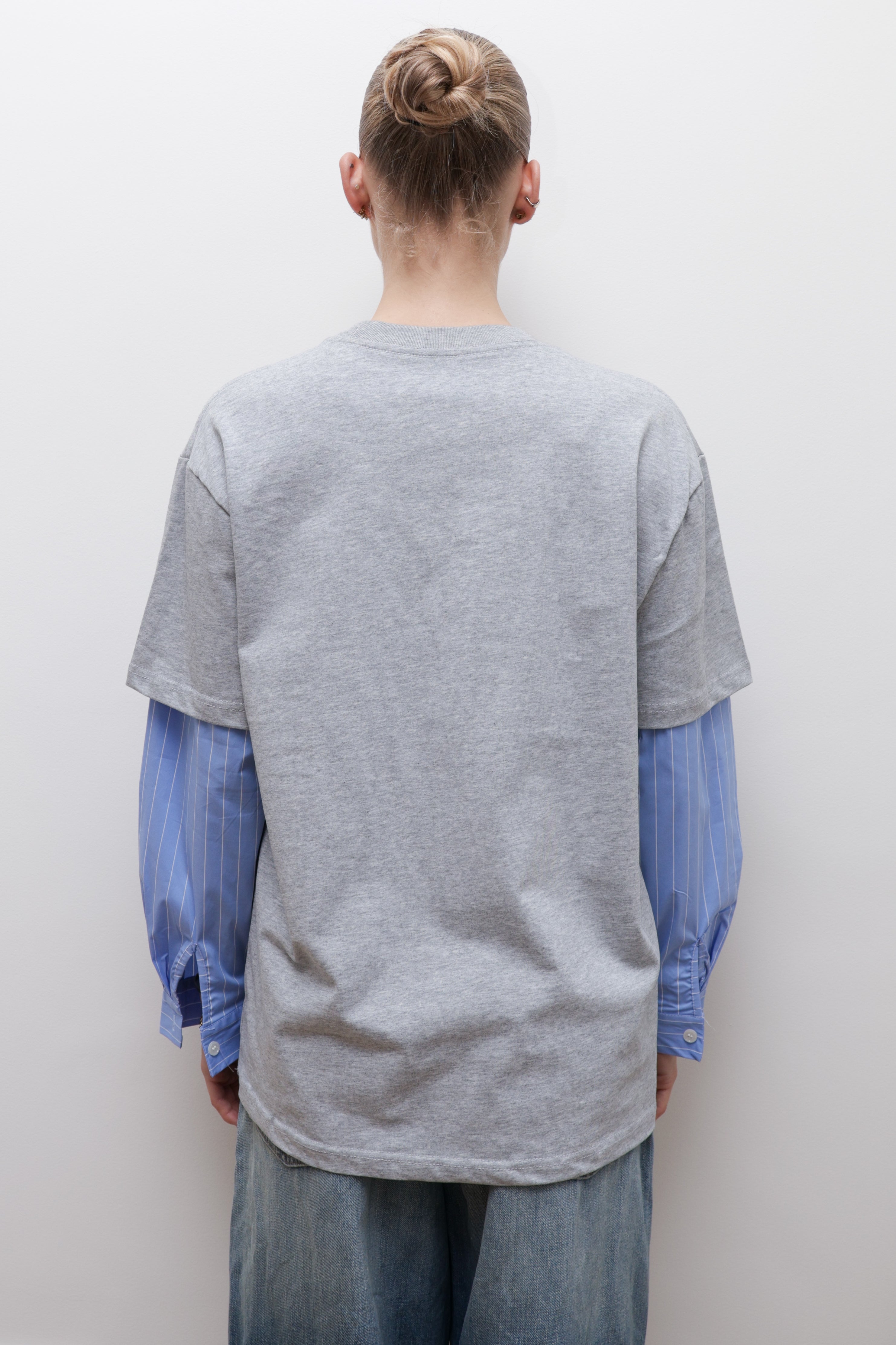 LAYERED T-SHIRT WITH POPLIN SLEEVES