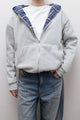 CHECKED REVERSIBLE ZIP-UP HOODIE