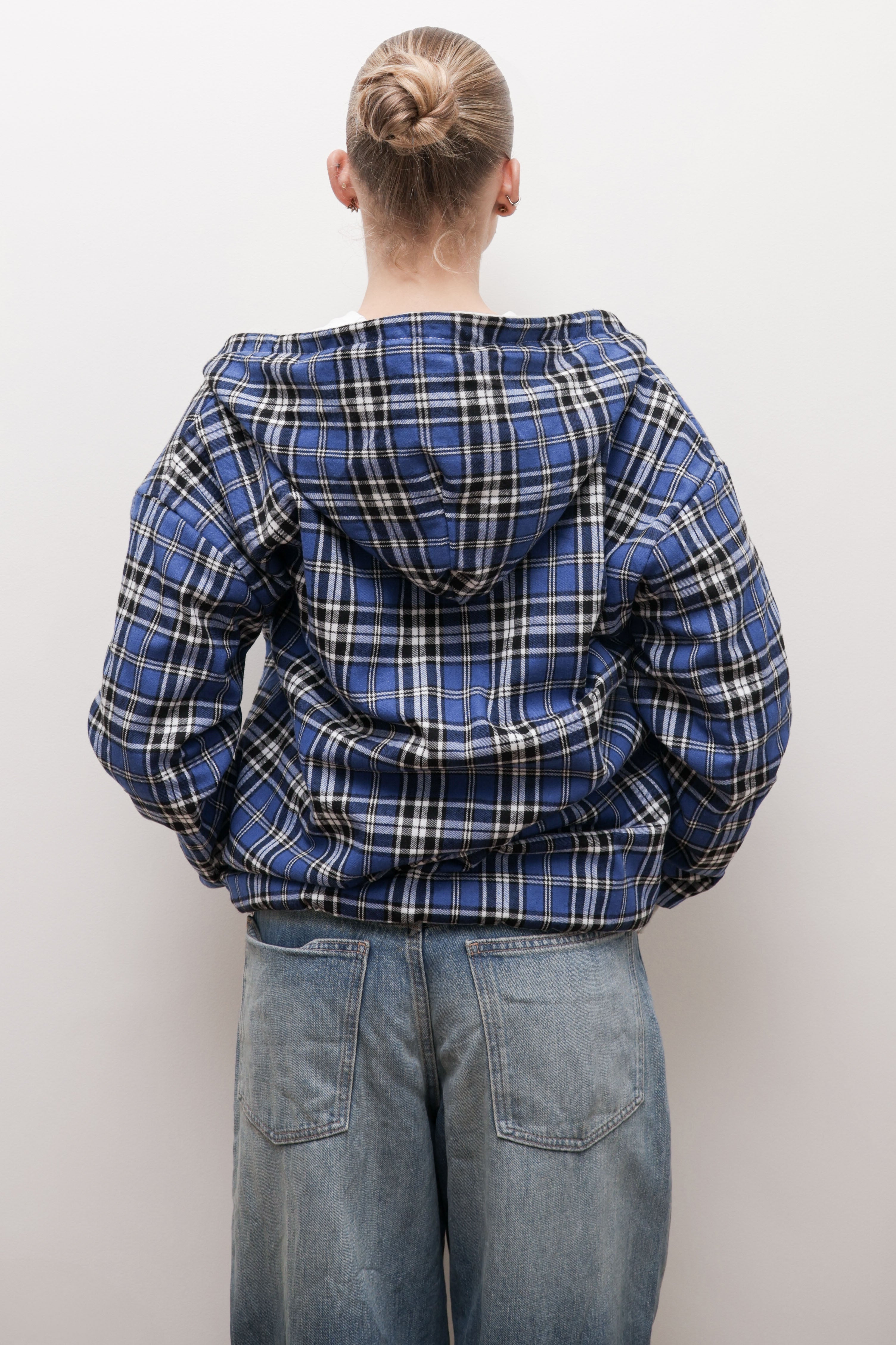 CHECKED REVERSIBLE ZIP-UP HOODIE