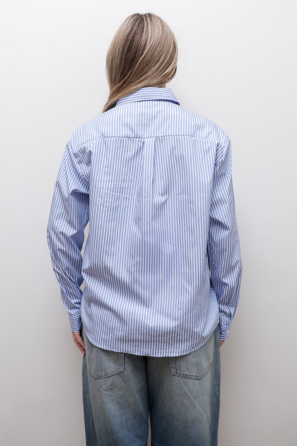 WOVEN-PANEL STRIPED BLOUSE