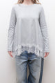 LACE HEM COTTON LONG SLEEVE TOP