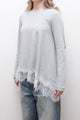LACE HEM COTTON LONG SLEEVE TOP