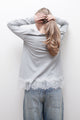 LACE HEM COTTON LONG SLEEVE TOP