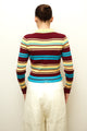 STRIPED RIBBED KNIT POLO CARDIGAN