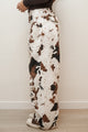COW PRINT WIDE LEG PANTS