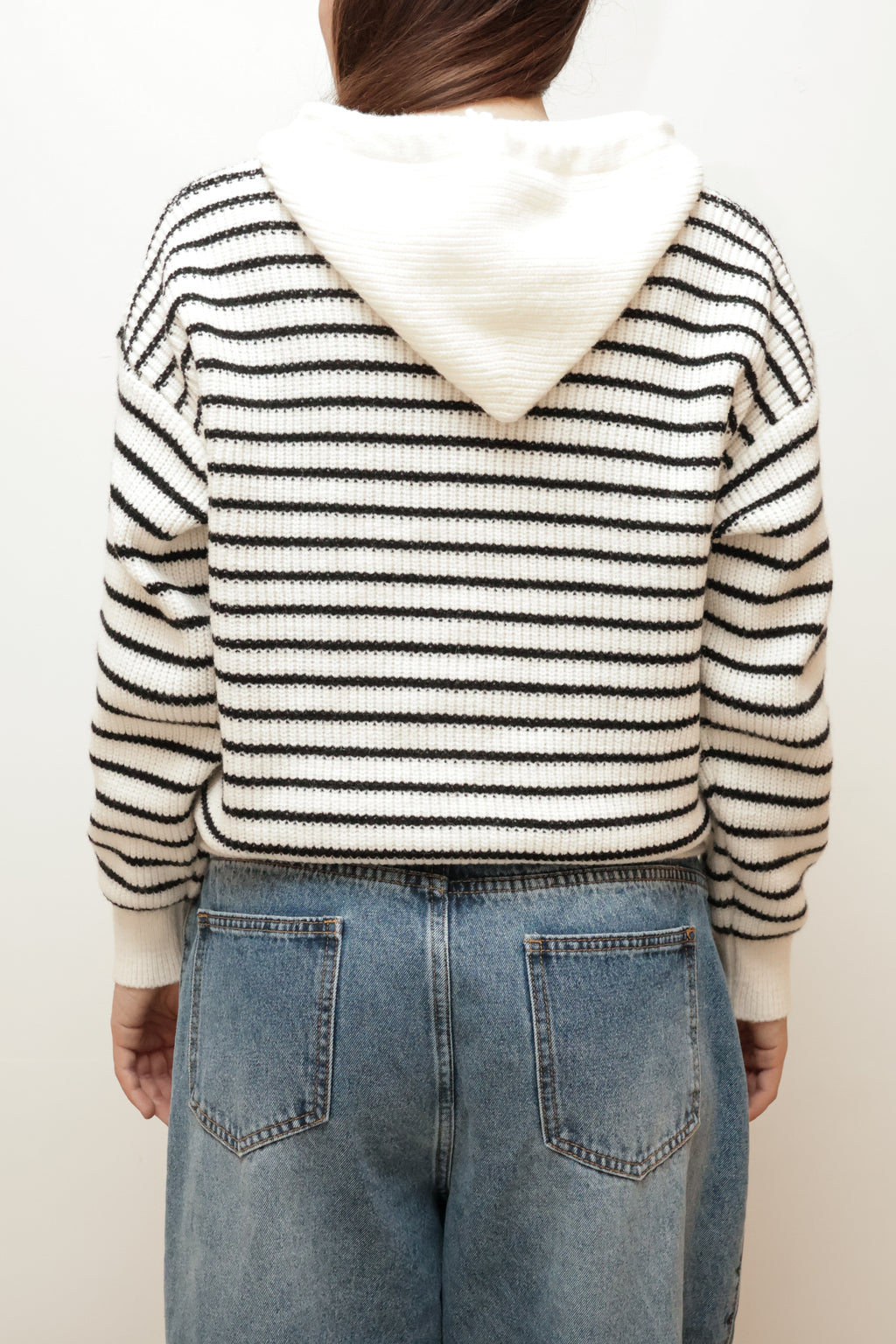 STRIPED KNIT ZIP HOODIE