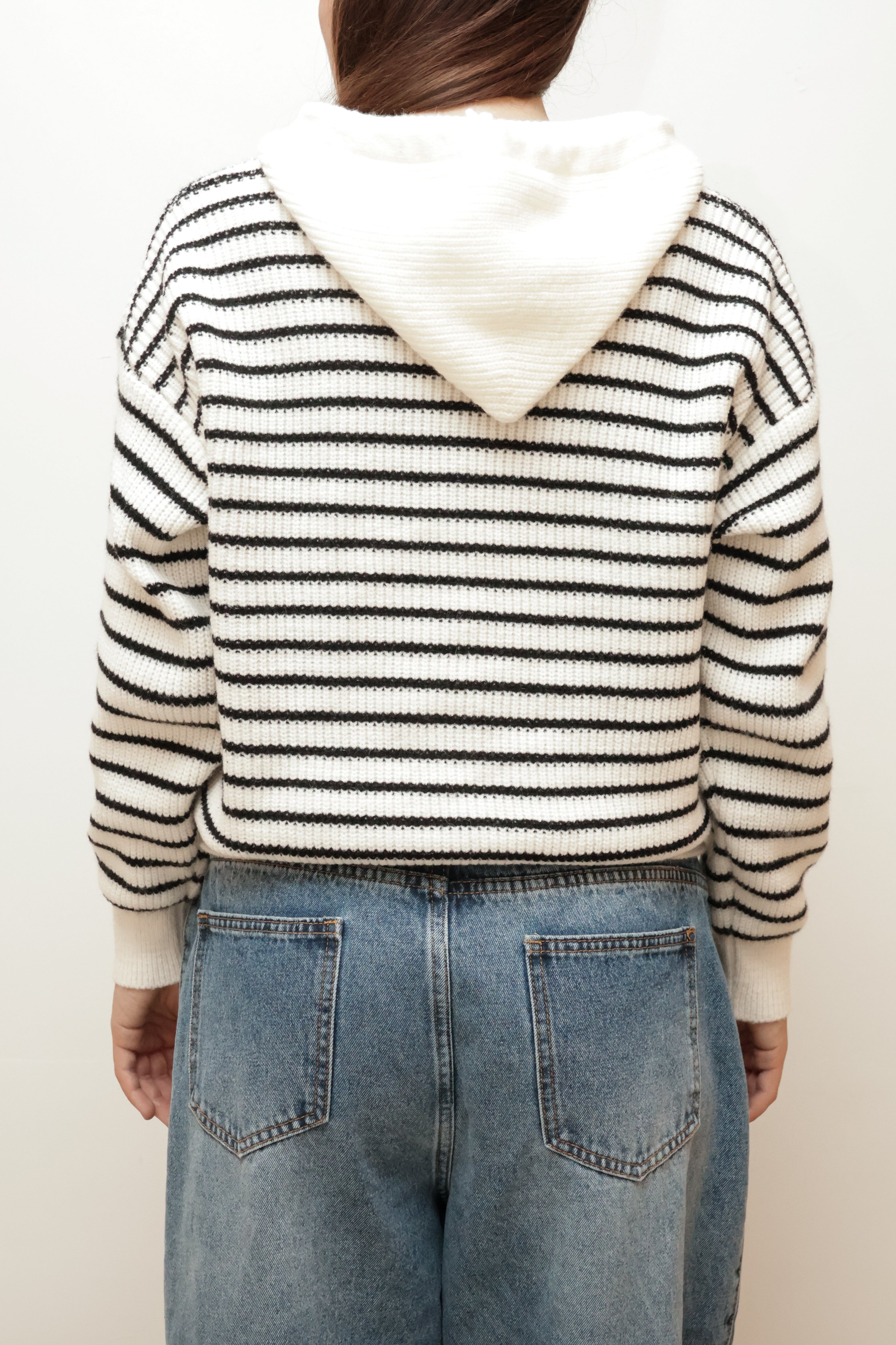 STRIPED KNIT ZIP HOODIE